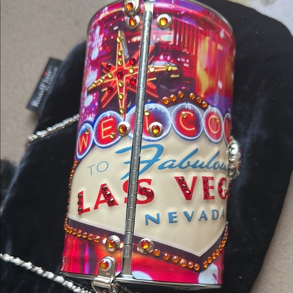 NWOT Rare Vintage Las Vegas License Plate Clutch with Swarovski Rhinestones - Picture 11 of 16